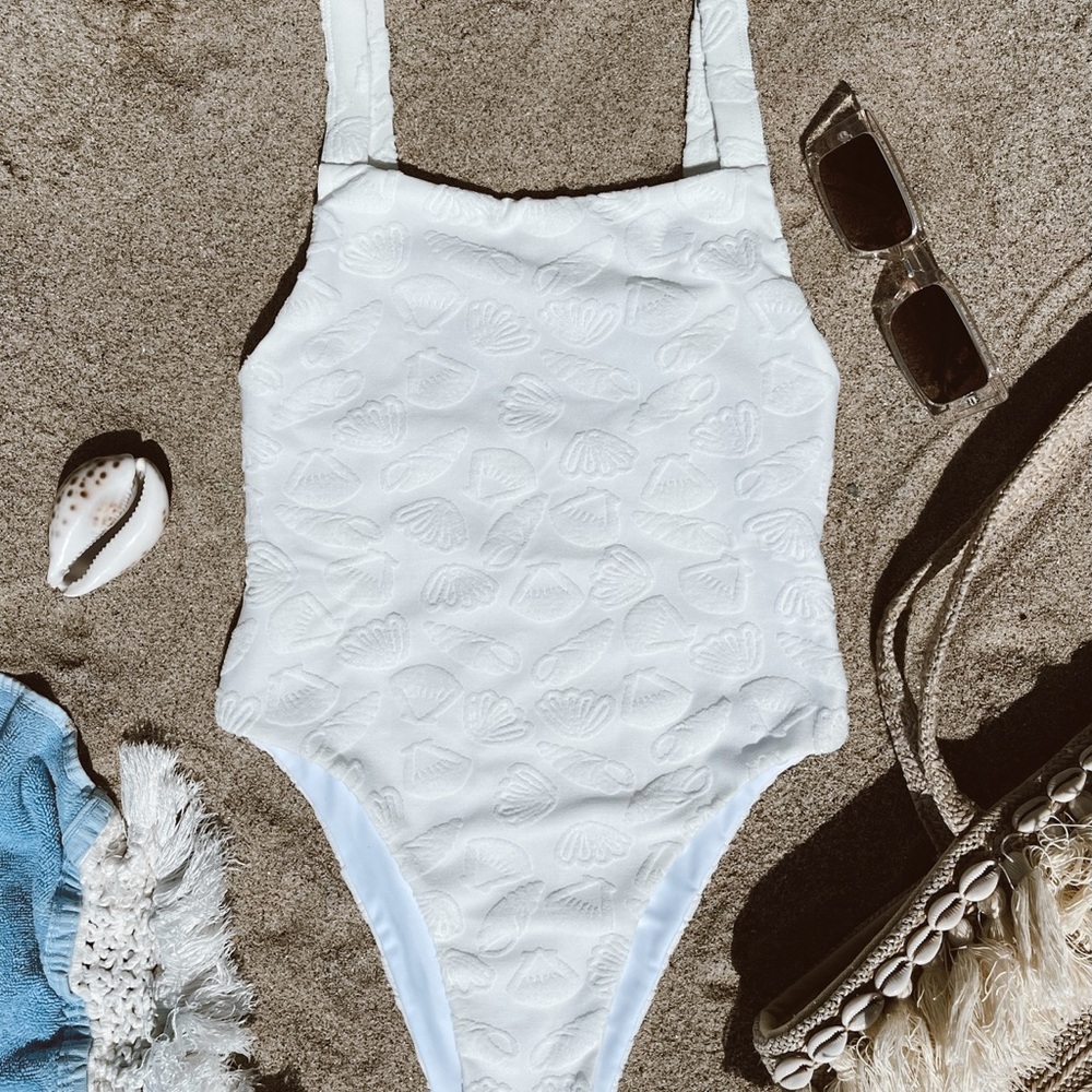 Brand New White Terry Cloth Shell One-Piece